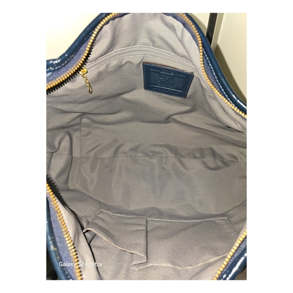Coach Vintage Ergo Azul Blue Patent Leather Shoulder Bag - Picture 7 of 9
